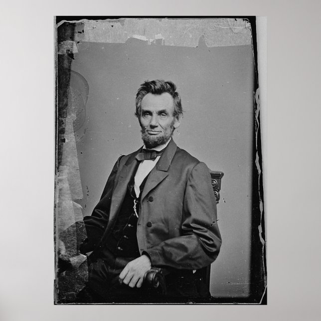 President Abraham Lincoln Portrait by Mathew Brady Poster (Front)