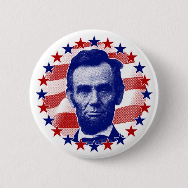 President Abraham Lincoln Stars and Stripes Button (Front)