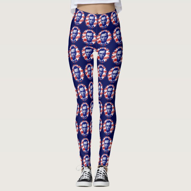 President Abraham Lincoln Stars and Stripes Leggings (Front)