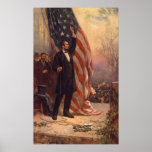 President Abraham Lincoln Under The American Flag Poster at Zazzle