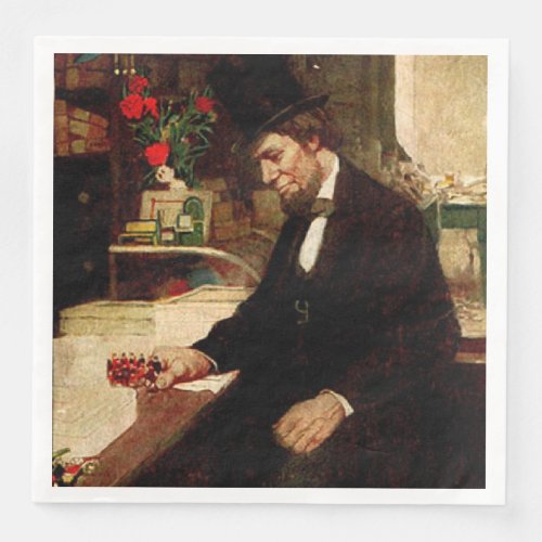 President Abraham Lincoln with Rose and Hat Paper Dinner Napkins
