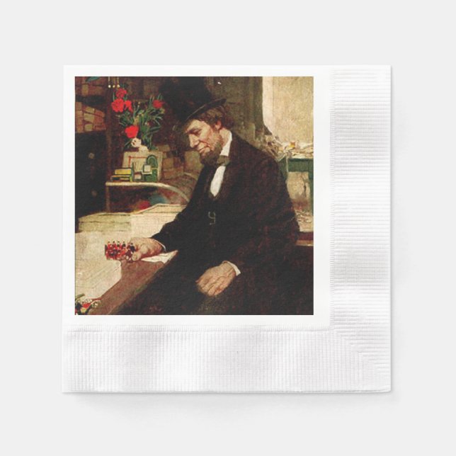 President Abraham Lincoln with Rose and Hat Paper Napkins (Front)