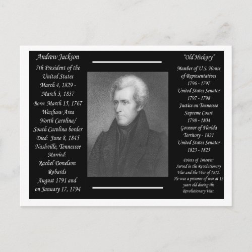 President Andrew Jackson Postcard