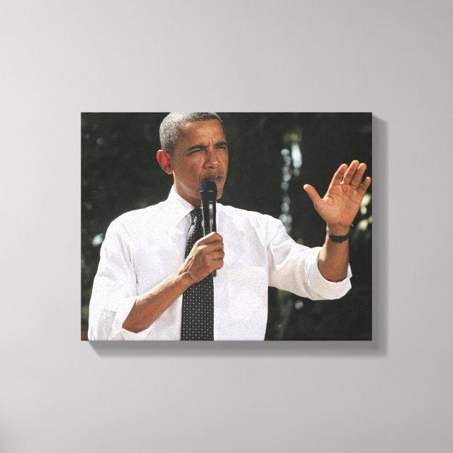 President Barack answers questions about the Canvas Print (Front)