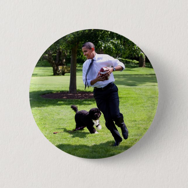 President Barack & Bo Obama Pinback Button (Front)