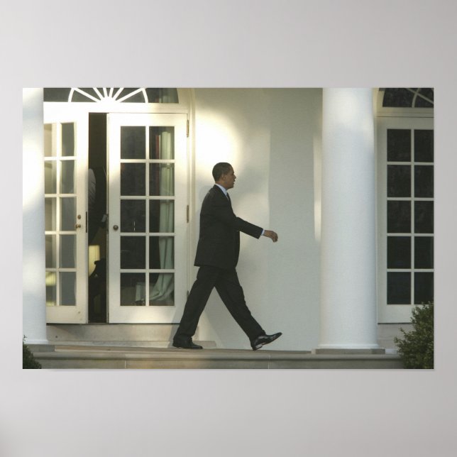 President Barack in deep thought as he walks Poster (Front)