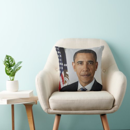 President Barack Obama 1st Term Official Portrait Throw Pillow