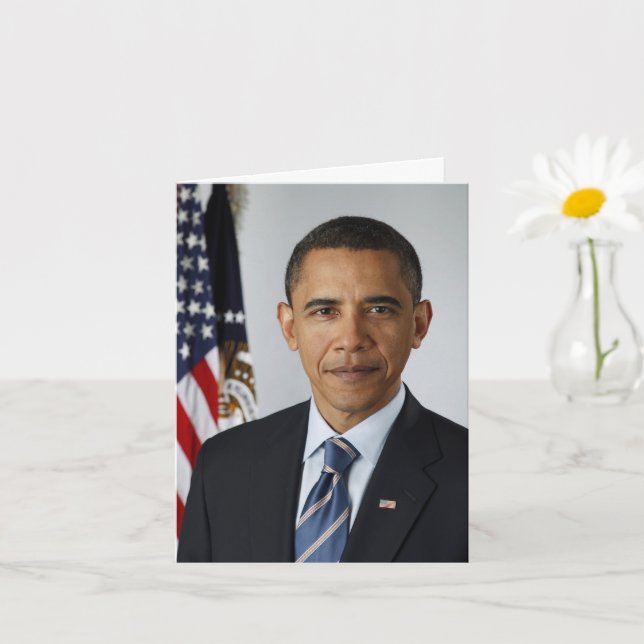 President Barack Obama 1st Term Photo Birthday SM Card (Small Plant)