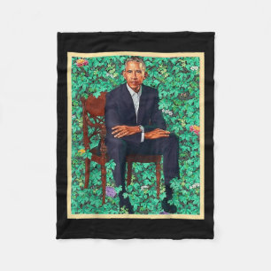 President Barack Obama 2028 Portrait Patriotic Dem Fleece Blanket