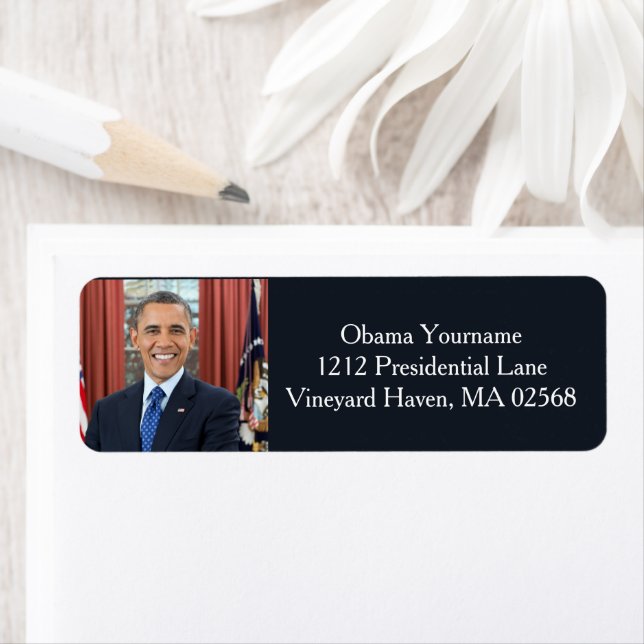 President Barack Obama 2nd Term Portrait Address Label (Insitu)