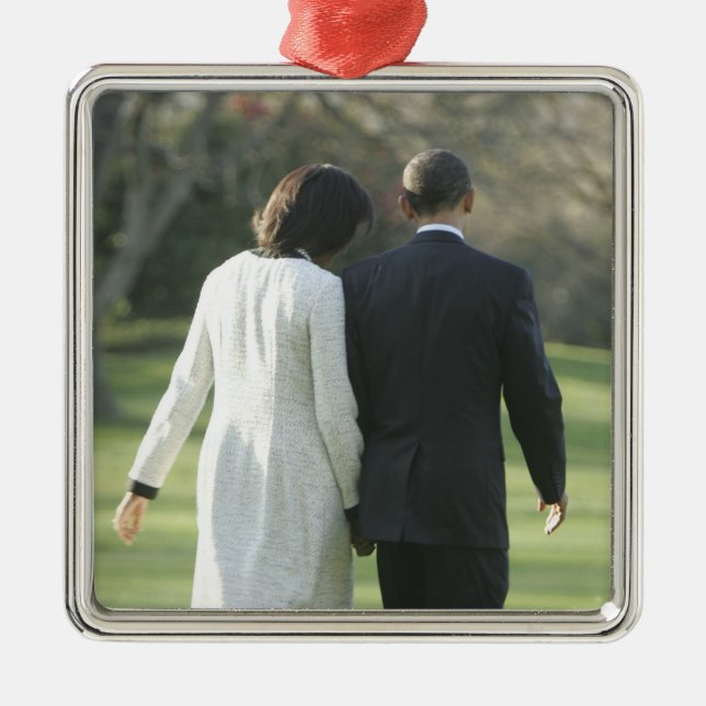 President Barack Obama and First Lady Michelle Metal Ornament (Front)
