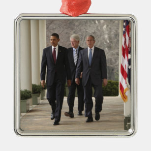 President Barack Obama and former presidents Metal Ornament