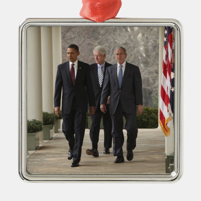 President Barack Obama and former presidents Metal Ornament (Front)