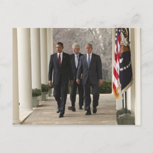 President Barack Obama and former presidents Postcard