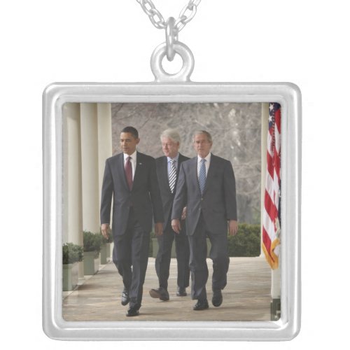 President Barack Obama and former presidents Silver Plated Necklace