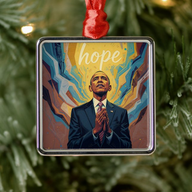 President Barack Obama and the Message of Hope  Metal Ornament (Tree)