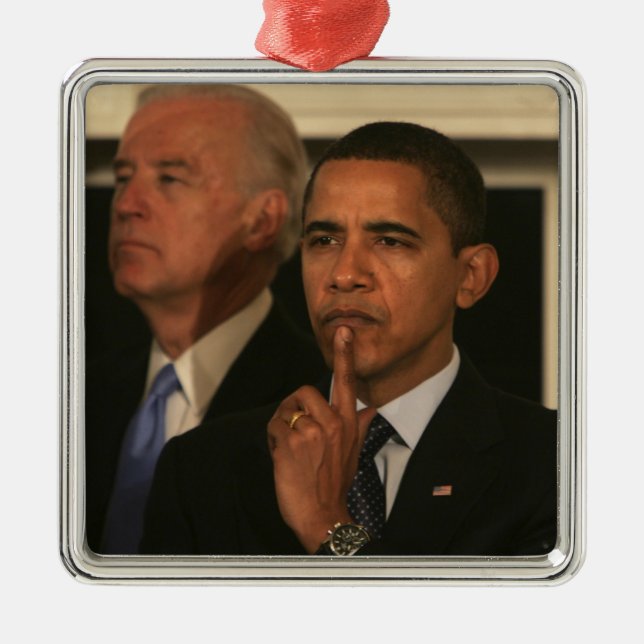 President Barack Obama and Vice President Metal Ornament (Front)
