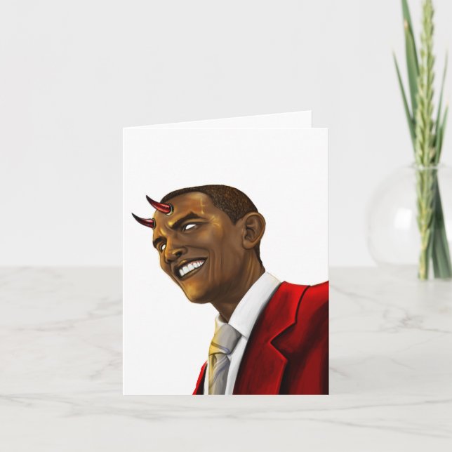 President Barack Obama as the Devil Halloween Card (Front)