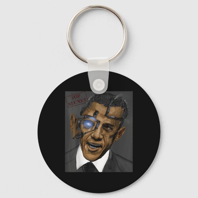 President Barack Obama Evil Cool Robot  Keychain (Front)
