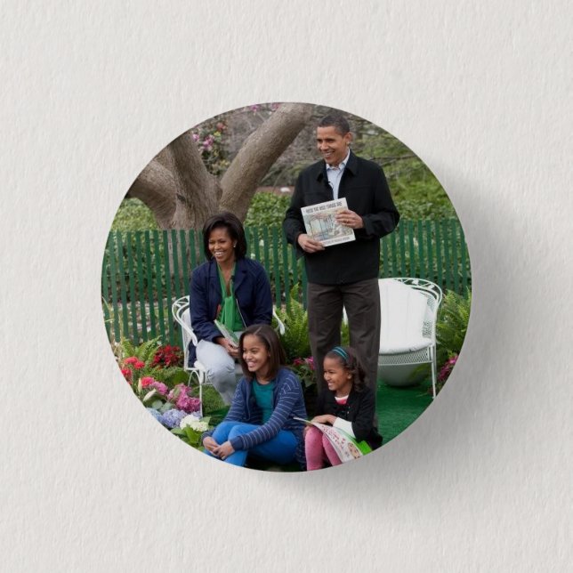 President Barack Obama & Family Pinback Button (Front)