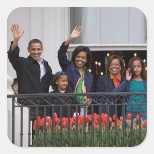President Barack Obama  Family Square Sticker