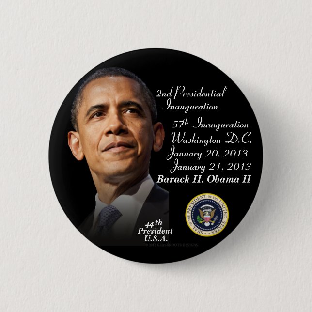 President Barack Obama II Inauguration 1-21-2013 Pinback Button (Front)