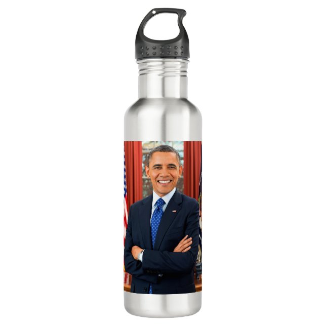 President Barack Obama in the Oval Office Stainless Steel Water Bottle (Front)