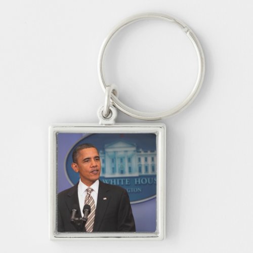 President Barack Obama makes an announcement Keychain