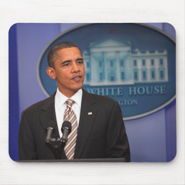 President Barack Obama makes an announcement Mouse Pad (Front)