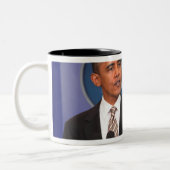 President Barack Obama makes an announcement Two-Tone Coffee Mug (Left)