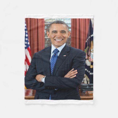 President Barack Obama Portrait Fleece Blanket