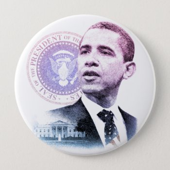 President Barack Obama Portrait Pinback Button by tempera70 at Zazzle