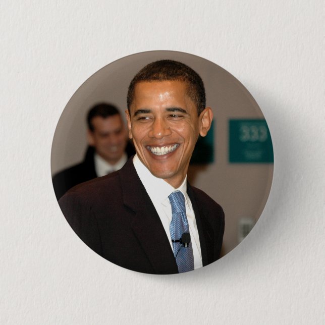 President Barack Obama Smiles Pinback Button (Front)