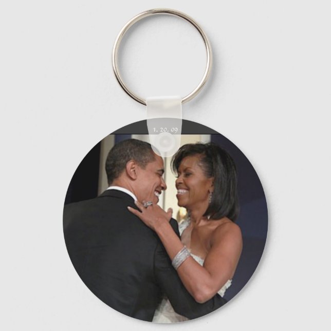 President Barack Obama & the 1st L... - Customized Keychain (Front)