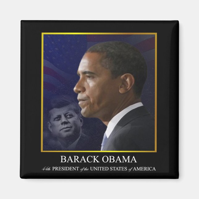 President Barack Obama with JFK - Magnet (Front)
