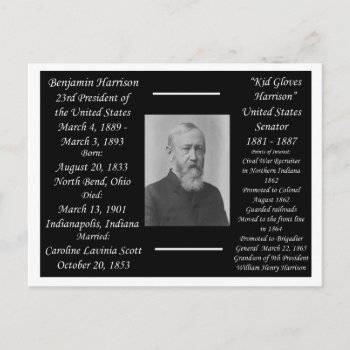 President Benjamin Harrison Postcard by archemedes at Zazzle