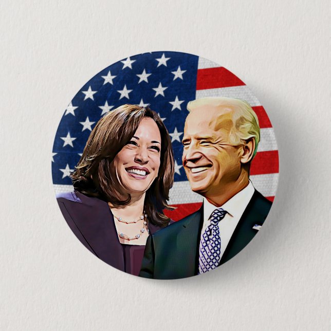 President Biden and VP Harris 2024 Election Button (Front)