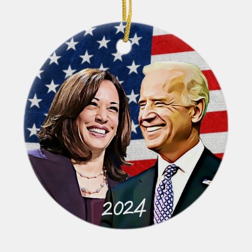 President Biden and VP Harris 2024 Election Ceramic Ornament
