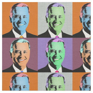 President Biden Pop Art (Orange, Grey, Brown) Fabric