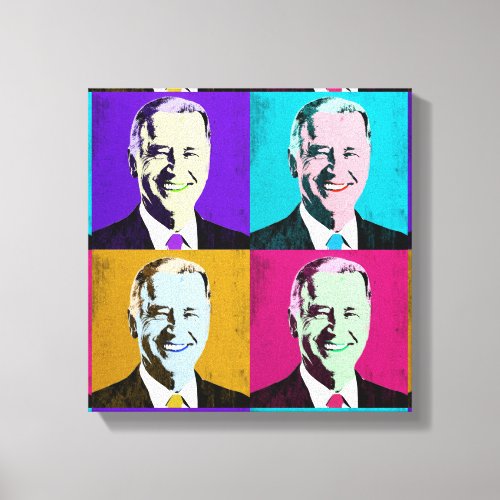 President Biden Pop Art Purple Blue Yellow Canvas Print