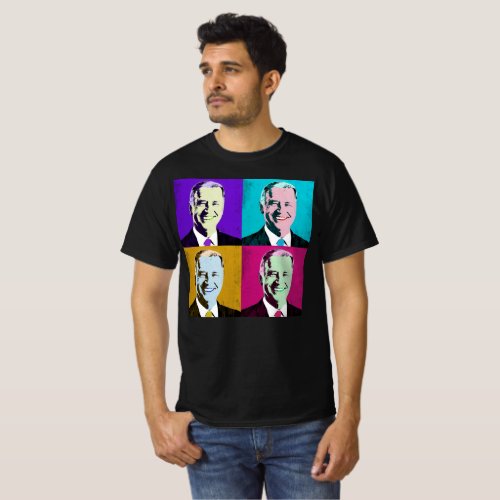 President Biden Pop Art Purple Blue Yellow T_Shirt