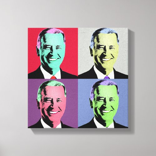 President Biden Pop Art Red Grey Purple Blue Canvas Print