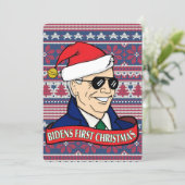 President Bidens First Xmas Funny Flat Christmas Holiday Card (Standing Front)
