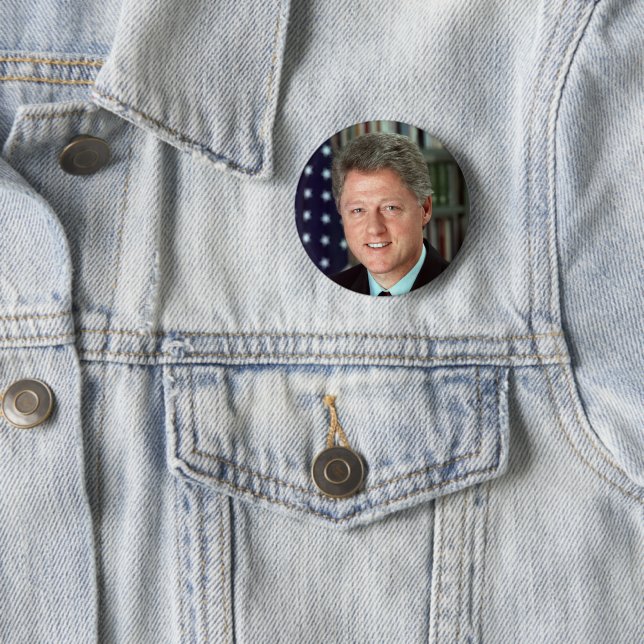 President Bill Clinton Official Portrait Pin-Back Button (In Situ)
