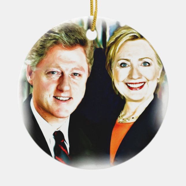 President Bill Clinton & President Hillary Clinton Ceramic Ornament (Front)