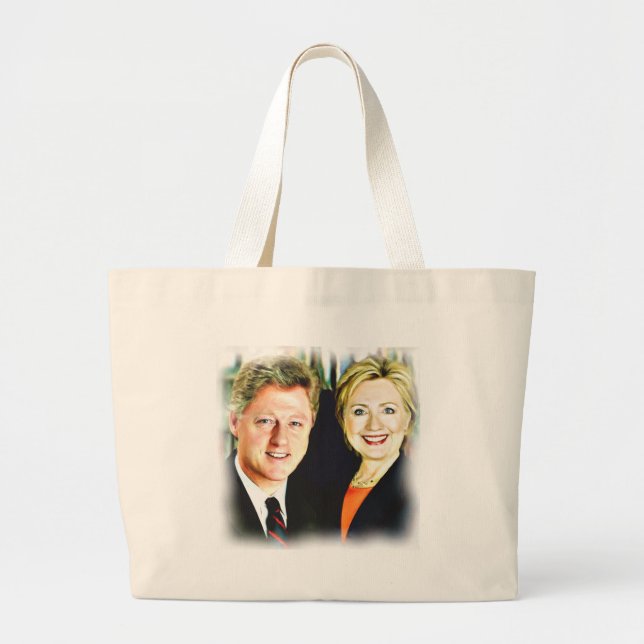 President Bill Clinton & President Hillary Clinton Large Tote Bag (Front)