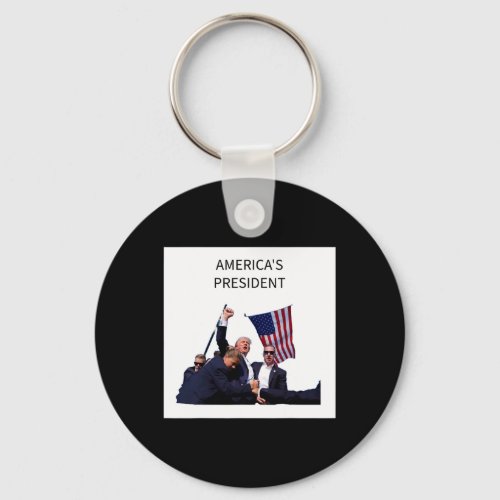 President Bullet Proof Donald Trump 2024 Fight Fig Keychain