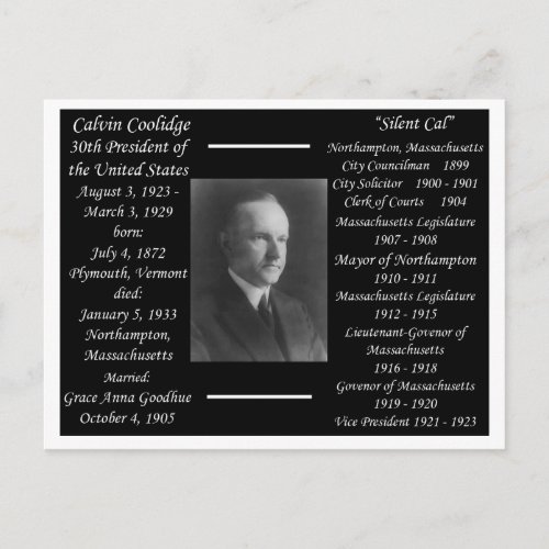 President Calvin Coolidge Postcard