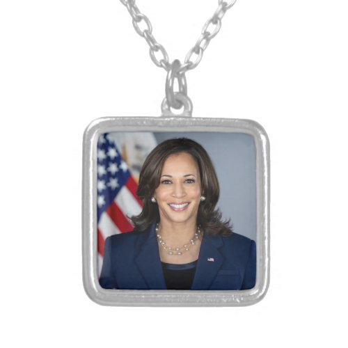 President Candidate Kamala Harris US 2024 Silver Plated Necklace