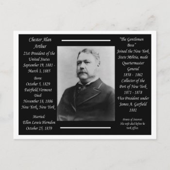 President Chester Alan Arthur Postcard by archemedes at Zazzle